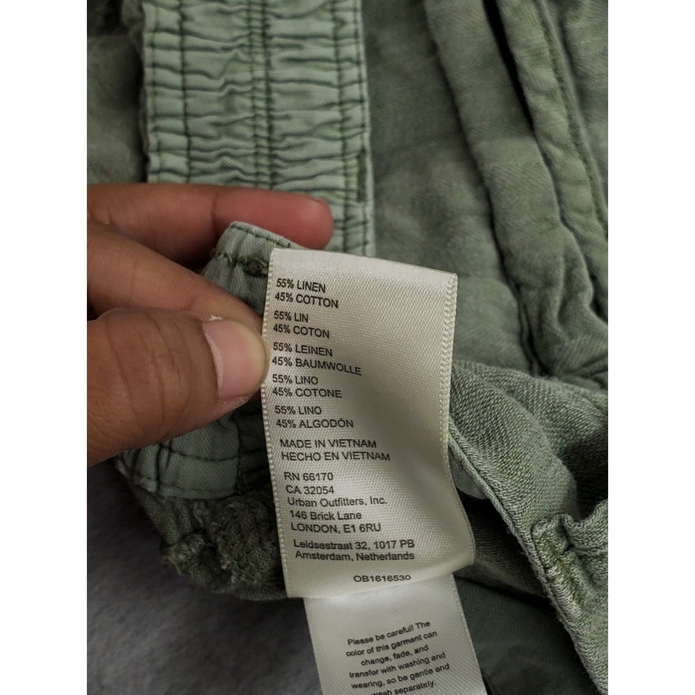 Free People Women Pants S Green Cotton Linen Big Hit Slouch Beach Coastal - Picture 4 of 12